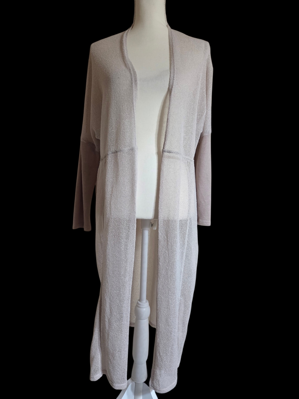Double Zero Light Tan Longline Open-Front Cardigan